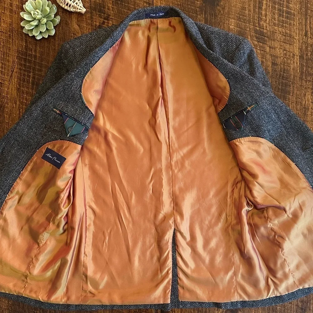 Alan Flusser | Classic 100% Wool Sports Jacket w/Leather Elbow Patches, 40R